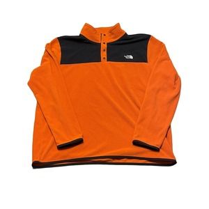 The North Face Sweater Mens Orange Black Pullover Snap T Jacket Fleece XXL